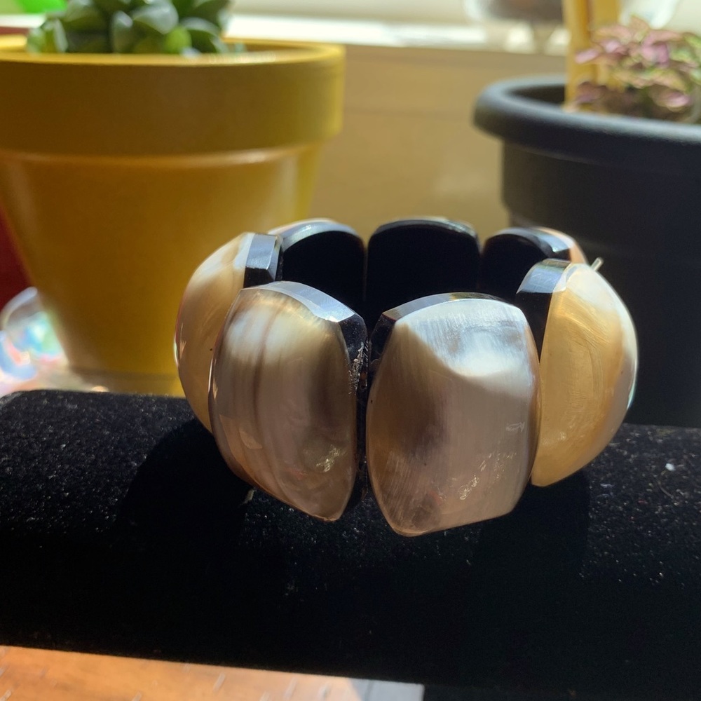 Beautiful handmade African wood and bone bracelet